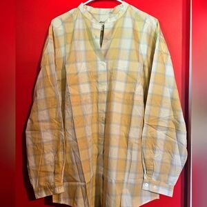 Eddie Bauer Women's Yellow/Cream Plaid Button-Up Shirt
